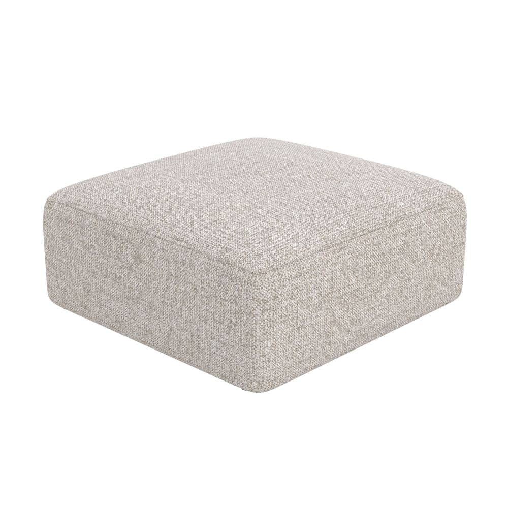 Wohnli Möbelsuche - Quadratischer Pouf für modulare Couch aus beigem Stoff