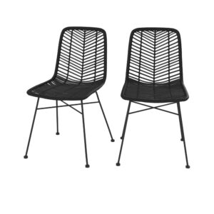 wohnli-moebel-suche-M25161174 Wohnli Möbelsuche - Set von 2 Stühlen aus Rattan mit schwarzen Metallbeinen