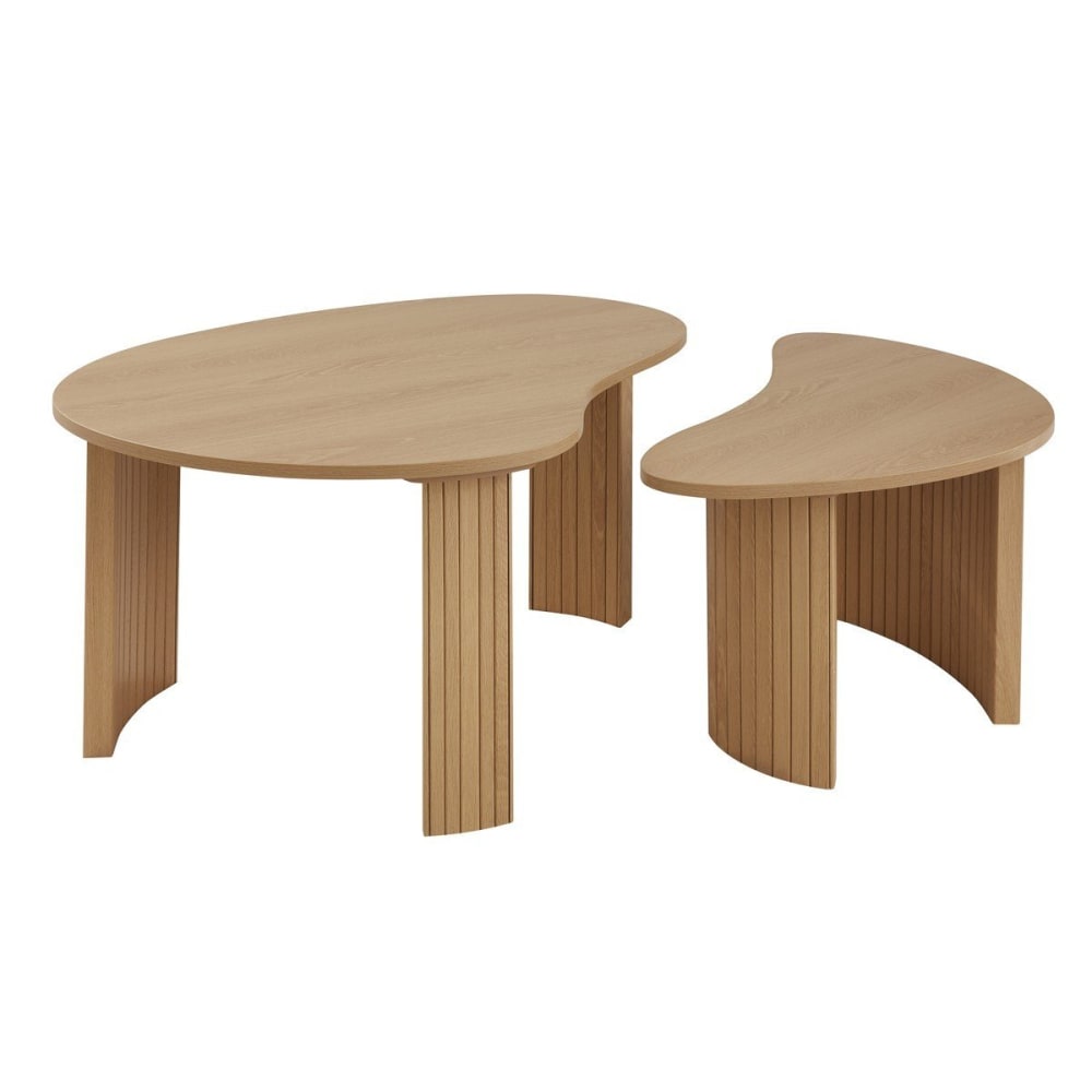 wohnli-moebel-suche-M25162181 Wohnli Möbelsuche - 2er-Set Couchtische in organischer Form mit Holzdekor L80 cm