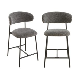 wohnli-moebel-suche-M25162182 Wohnli Möbelsuche - 2er-Set Hocker aus meliertem Stoff mit Metallbeinen H94 cm - Grau