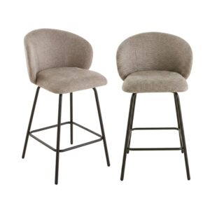 Wohnli Möbelsuche - 2er-Set Hocker aus meliertem Stoff mit Metallbeinen H89 cm - Braun