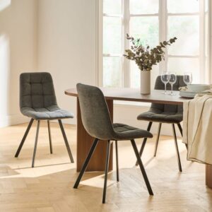 wohnli-moebel-suche-M25162188-1 4er-Set gepolsterte Stühle H86 cm - Anthrazitgrau 40x87x46cm Spanplatte Grau Calicosy Möbel Esszimmermöbel Stühle