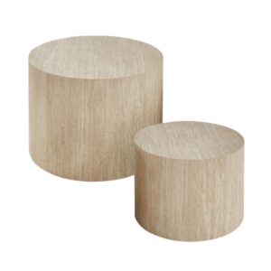 wohnli-moebel-suche-M25162198 Wohnli Möbelsuche - 2er-Set runde Couchtische H38 cm - Travertindekor