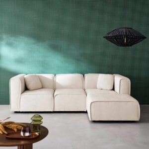 wohnli-moebel-suche-M25163596-1 3-Sitzer Ecksofa Recamiere rechts Stoffbezug in beige 230x70x145cm Stoff Beige sweeek Sofas und Sessel Sofas Ecksofas