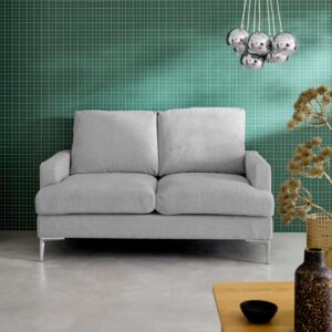 wohnli-moebel-suche-M25163615-1 2-Sitzer-Sofa mit hellgrauem Stoffbezug 143x89x90cm Holz Grau sweeek Sofas und Sessel Sofas Ecksofas