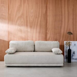 3-Sitzer Schlafsofa mit Stauraum und Cordbezug in greige 192x81x100cm Samt Beige sweeek Sofas und Sessel Sofas Ecksofas
