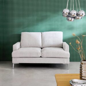 2-Sitzer-Sofa mit antikweißem Stoffbezug 143x89x90cm Holz Weiß sweeek Sofas und Sessel Sofas Ecksofas