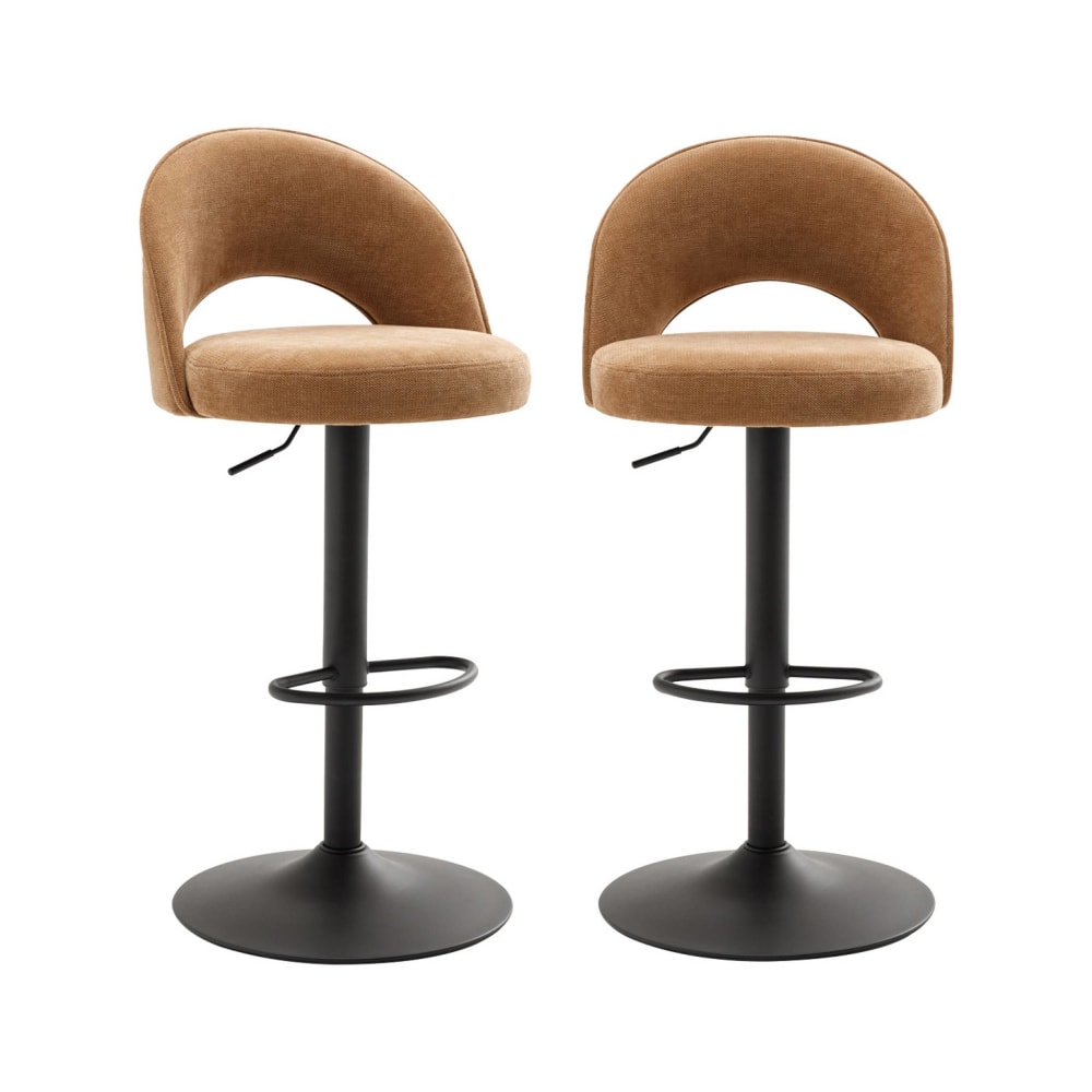 wohnli-moebel-suche-M25163622 Wohnli Möbelsuche - 2 Barhocker schwarzes Gestell + Stoffbezug camel