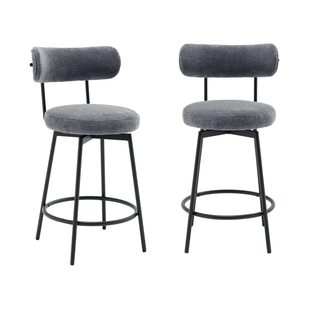wohnli-moebel-suche-M25163626 Wohnli Möbelsuche - 2er-Set Barhocker schwarzes Metall grauer Bezug
