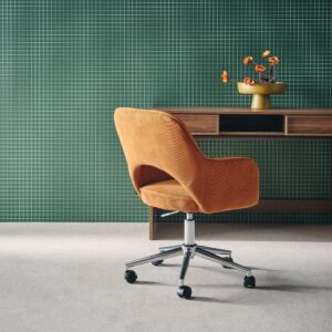 wohnli-moebel-suche-M25163671-1 Bürostuhl mit 5 Rollen camelfarbener Cordbezug Gestell verchromt 62x99x60cm Stoff Braun sweeek Möbel Büromöbel Bürostühle