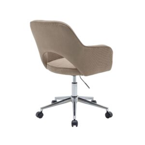 Bürostuhl mit 5 Rollen taupefarbener Cordbezug Gestell verchromt 62x99x60cm Stoff Taupe sweeek Möbel Büromöbel Bürostühle