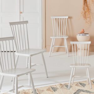wohnli-moebel-suche-M25163683-1 4er-Set Stühle weiß mit Streben aus Hevea-Holz 49x90x44cm Holz Weiß sweeek Möbel Esszimmermöbel Stühle