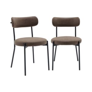 wohnli-moebel-suche-M25163686 Wohnli Möbelsuche - 2er-Set Metallstühle mit braunem Kunstlederbezug