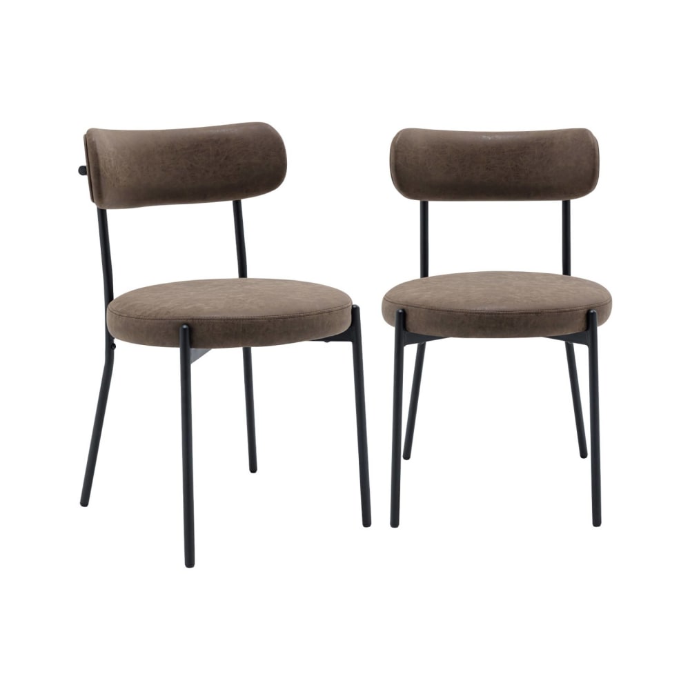 wohnli-moebel-suche-M25163686 Wohnli Möbelsuche - 2er-Set Metallstühle mit braunem Kunstlederbezug