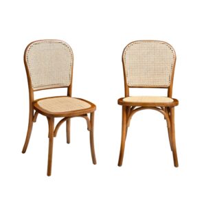 wohnli-moebel-suche-M25163689 Wohnli Möbelsuche - 2er-Set nussbaumfarbene Holzstühle mit Rattan-Geflecht