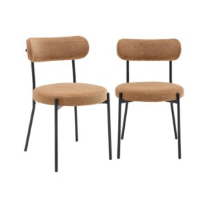 wohnli-moebel-suche-M25163691 Wohnli Möbelsuche - 2er-Set Metallstühle mit camelfarbenem Chenille-Bezug