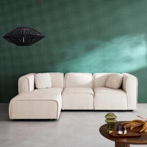 wohnli-moebel-suche-M25164049-1 3-Sitzer Ecksofa Recamiere links Stoffbezug in beige 230x70x145cm Stoff Beige sweeek Sofas und Sessel Sofas Ecksofas