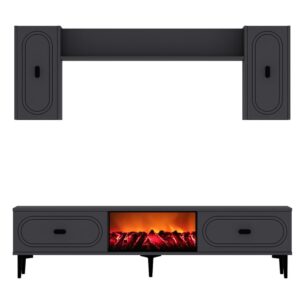 wohnli-moebel-suche-M25164246 Wohnli Möbelsuche - TV-Ständer-Set mit Wandregalen und LED-Kamin 150cm anthrazitgrau