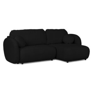 Wohnli Möbelsuche - Moderne Ecksofa mit Schlaffunktion und Stauraum aus Schwarz Bouclé