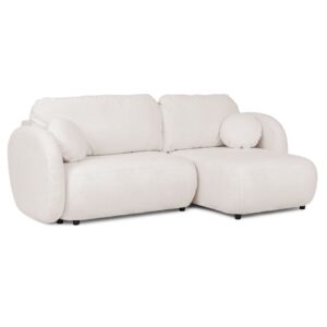 Wohnli Möbelsuche - Moderne Ecksofa mit Schlaffunktion und Stauraum aus Weiß Bouclé