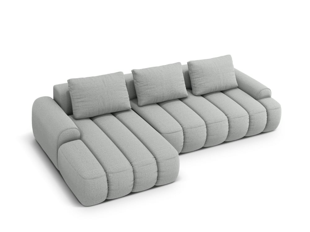 wohnli-moebel-suche-M25164316 Wohnli Möbelsuche - 3-Sitzer Schlaf-Ecksofa + Container aus strukturiertem Stoff hellgrau