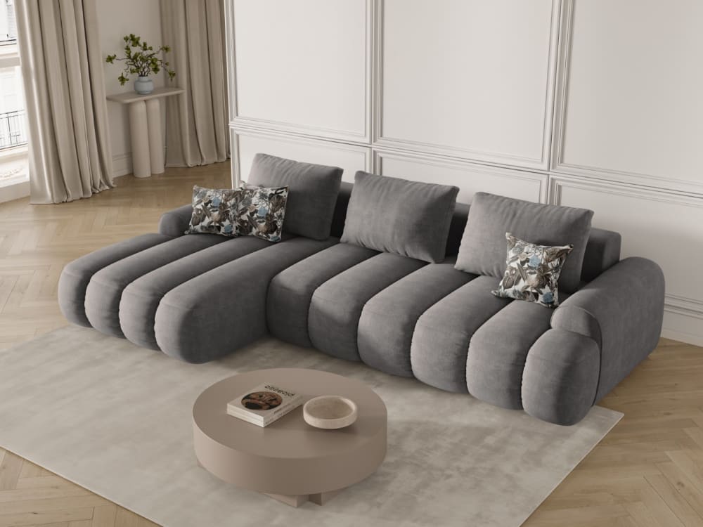 275x84x142cm Samt Grau CXL by Christian Lacroix Sofas und Sessel Sofas Ecksofas