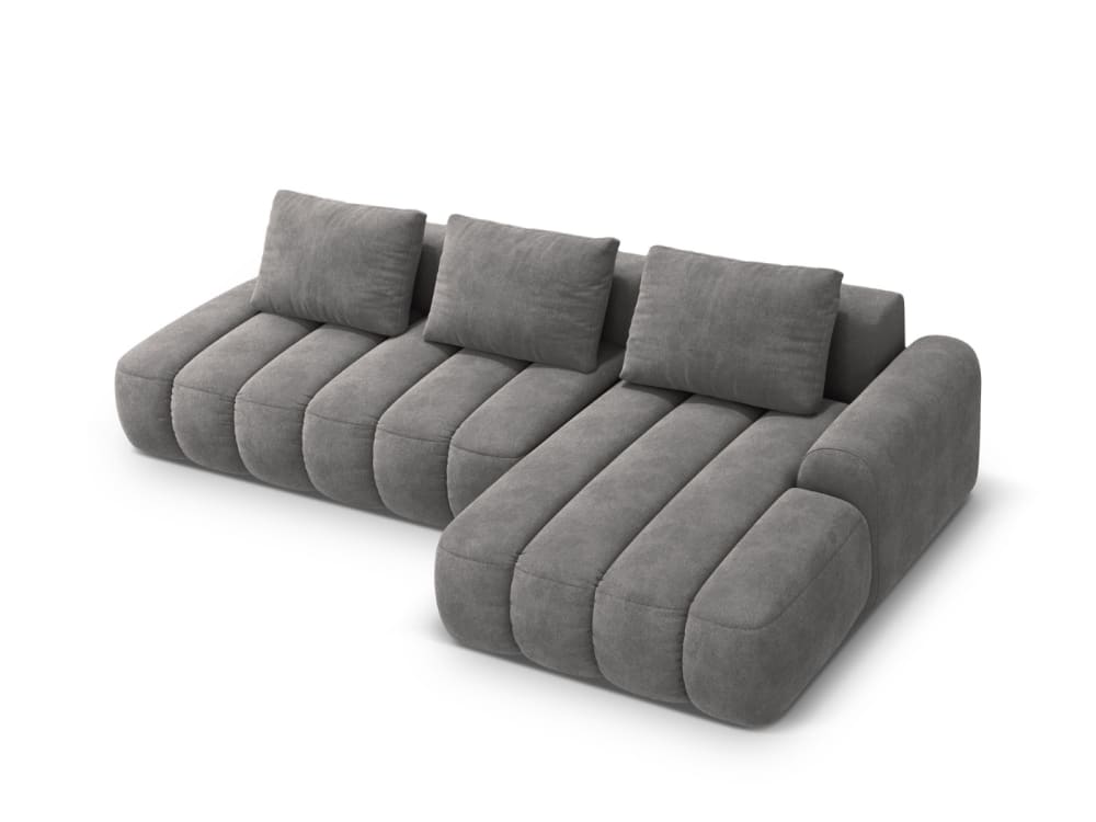 wohnli-moebel-suche-M25164320 Wohnli Möbelsuche - 4-Sitzer ausklappbares Ecksofa rechts mit Container aus Samt grau