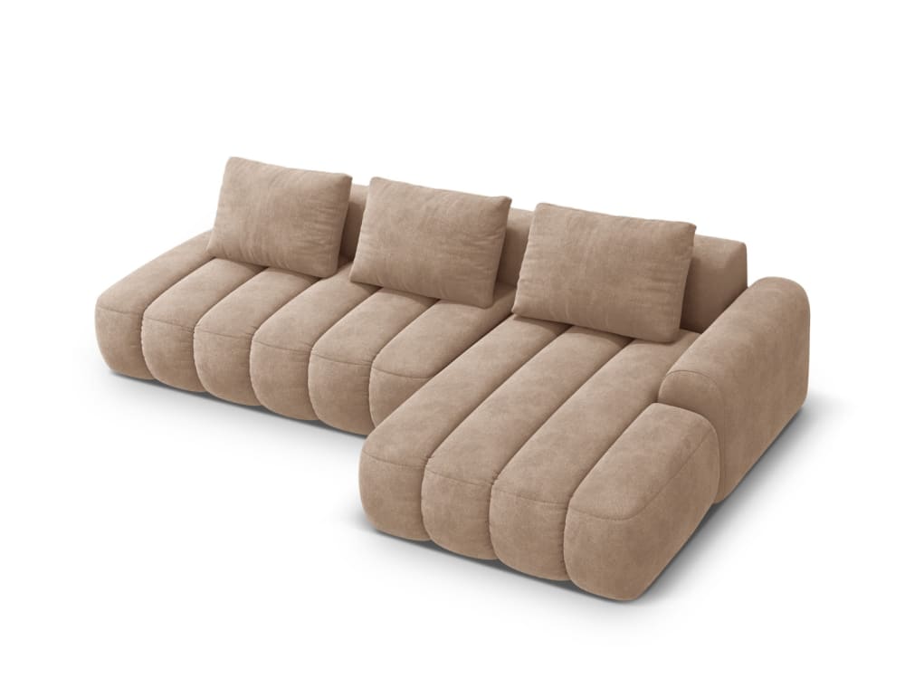 wohnli-moebel-suche-M25164329 Wohnli Möbelsuche - 4-Sitzer ausklappbares Ecksofa rechts + Container aus Samt dunkelbeige