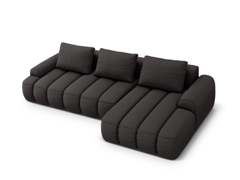 wohnli-moebel-suche-M25164349 Wohnli Möbelsuche - 3-Sitzer Schlaf-Ecksofa + Box aus strukturiertem Stoff dunkelgrau