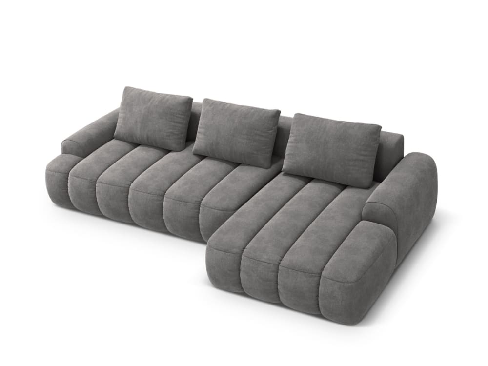 wohnli-moebel-suche-M25164356 Wohnli Möbelsuche - 3-Sitzer ausklappbares Ecksofa rechts mit Container aus Samt grau