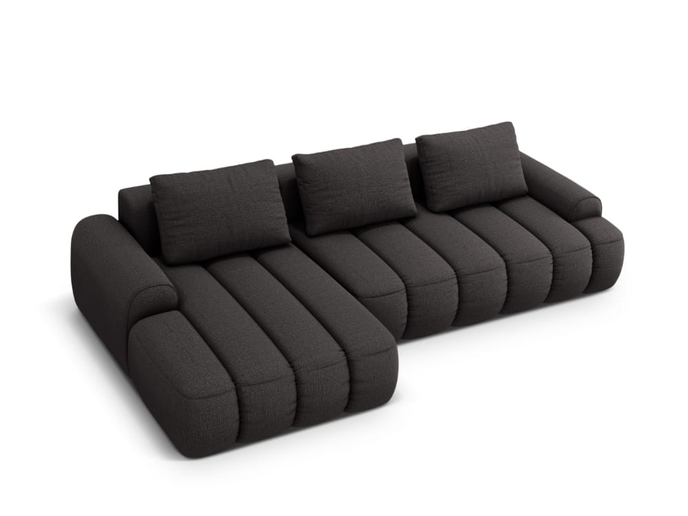 wohnli-moebel-suche-M25164357 Wohnli Möbelsuche - 3-Sitzer Schlaf-Ecksofa + Box aus strukturiertem Stoff dunkelgrau