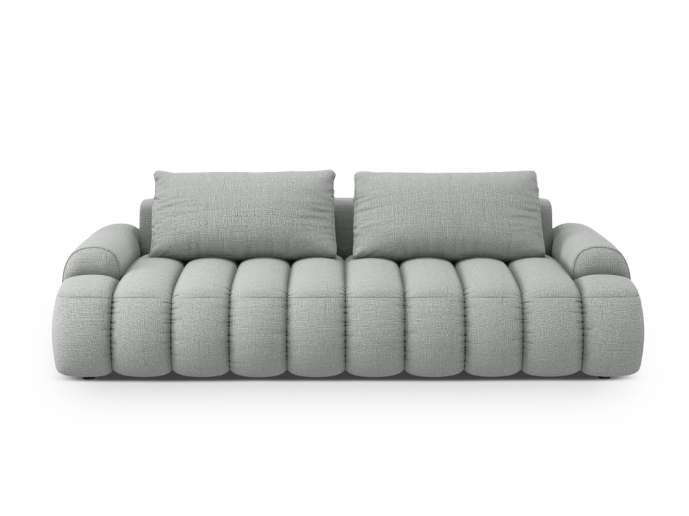 wohnli-moebel-suche-M25164512 Wohnli Möbelsuche - 4-Sitzer ausklappbares Sofa mit Box aus strukturiertem Stoff hellgrau