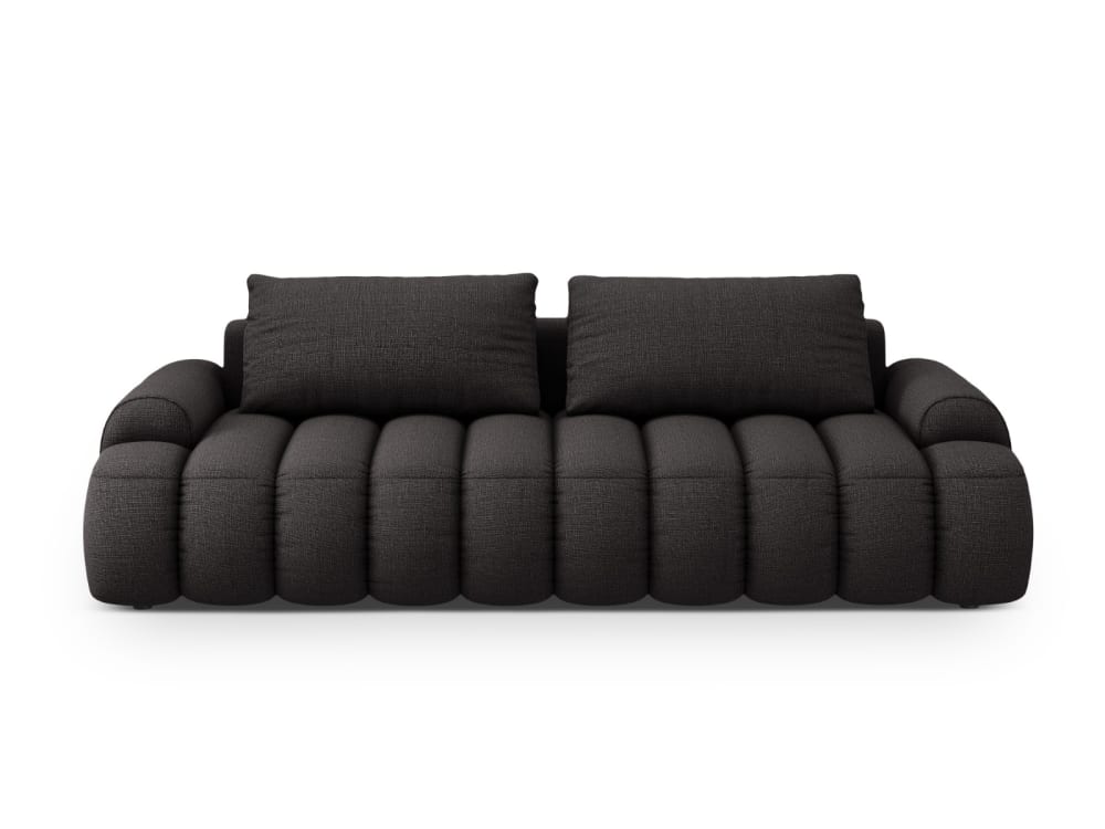Wohnli Möbelsuche - 4-Sitzer Schlaf-Sofa mit Box aus strukturiertem Stoff dunkelgrau