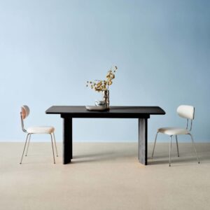 Rechteckiger ausziehbarer Esstisch Heveaholz und Eichenfurnier schwarz 170x76x90cm Spanplatte Schwarz sweeek Möbel Esszimmermöbel Esstische