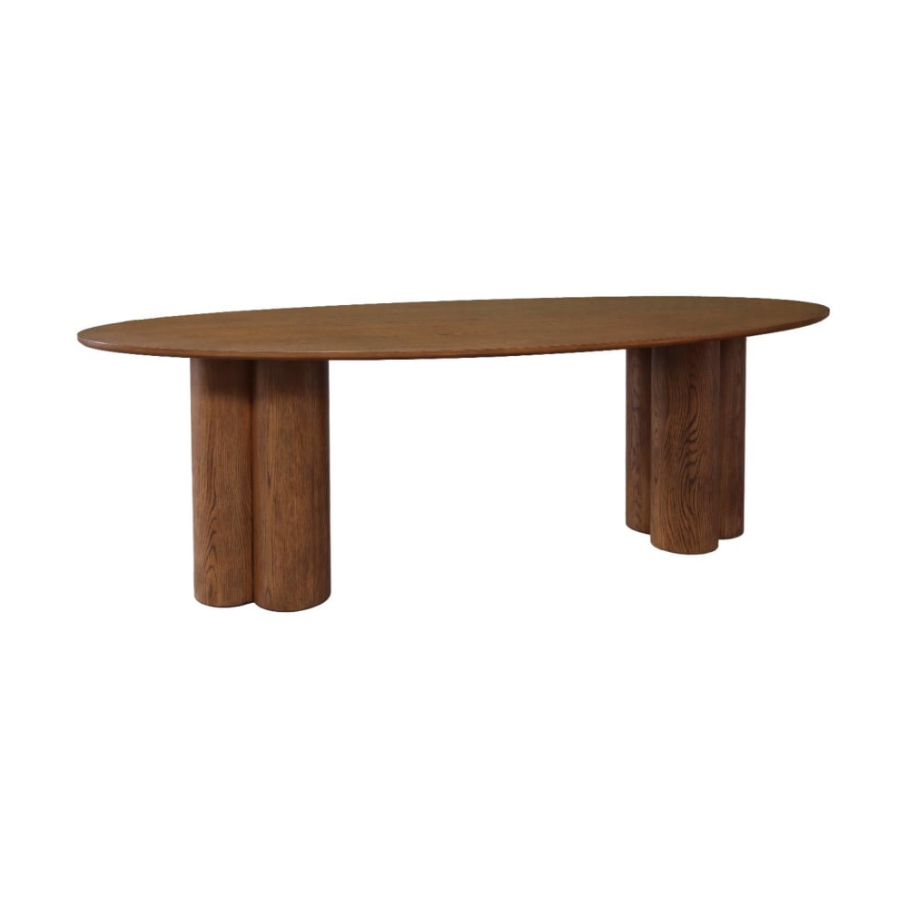 Wohnli Möbelsuche - Ovaler Esstisch aus Heveaholz und Eichenfurnier nussbaumfarben 220 cm