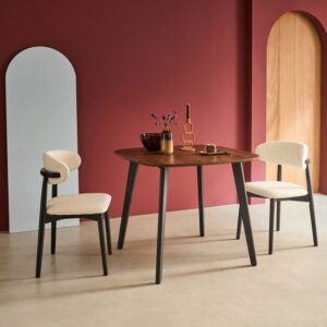 wohnli-moebel-suche-M25164622-1 Quadratischer Esstisch im Nussbaumlook für 4 Personen 90x76x90cm Metall Braun sweeek Möbel Esszimmermöbel Esstische