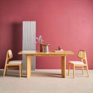Rechteckiger ausziehbarer Esstisch Heveaholz und Eichenfurnier 170x76x90cm Spanplatte Beige sweeek Möbel Esszimmermöbel Esstische
