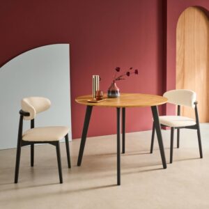 wohnli-moebel-suche-M25164627-1 Runder Esstisch im Eichenlook mit Metallbeinen für 4 Personen 100x76x100cm Metall Braun sweeek Möbel Esszimmermöbel Esstische