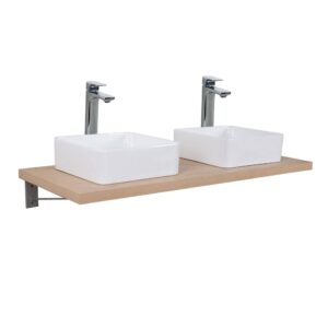 wohnli-moebel-suche-M25165209-1 Doppelwaschtischplatte + -Halterungen 120x3x49cm Holz Braun Mob In Möbel Badezimmermöbel Waschtische