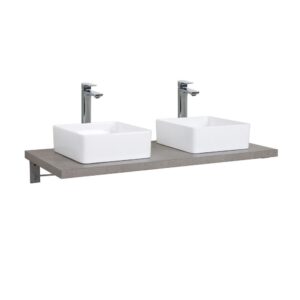 wohnli-moebel-suche-M25167536-1 Doppelwaschtischplatte + -Halterungen 120x3x49cm Holz Grau Mob In Möbel Badezimmermöbel Waschtische