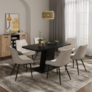 wohnli-moebel-suche-M25169254-1 Esstisch ausziehbar Schwarz 120x77.3cm 120x78x80cm Spanplatte Schwarz Vicco Möbel Esszimmermöbel Esstische