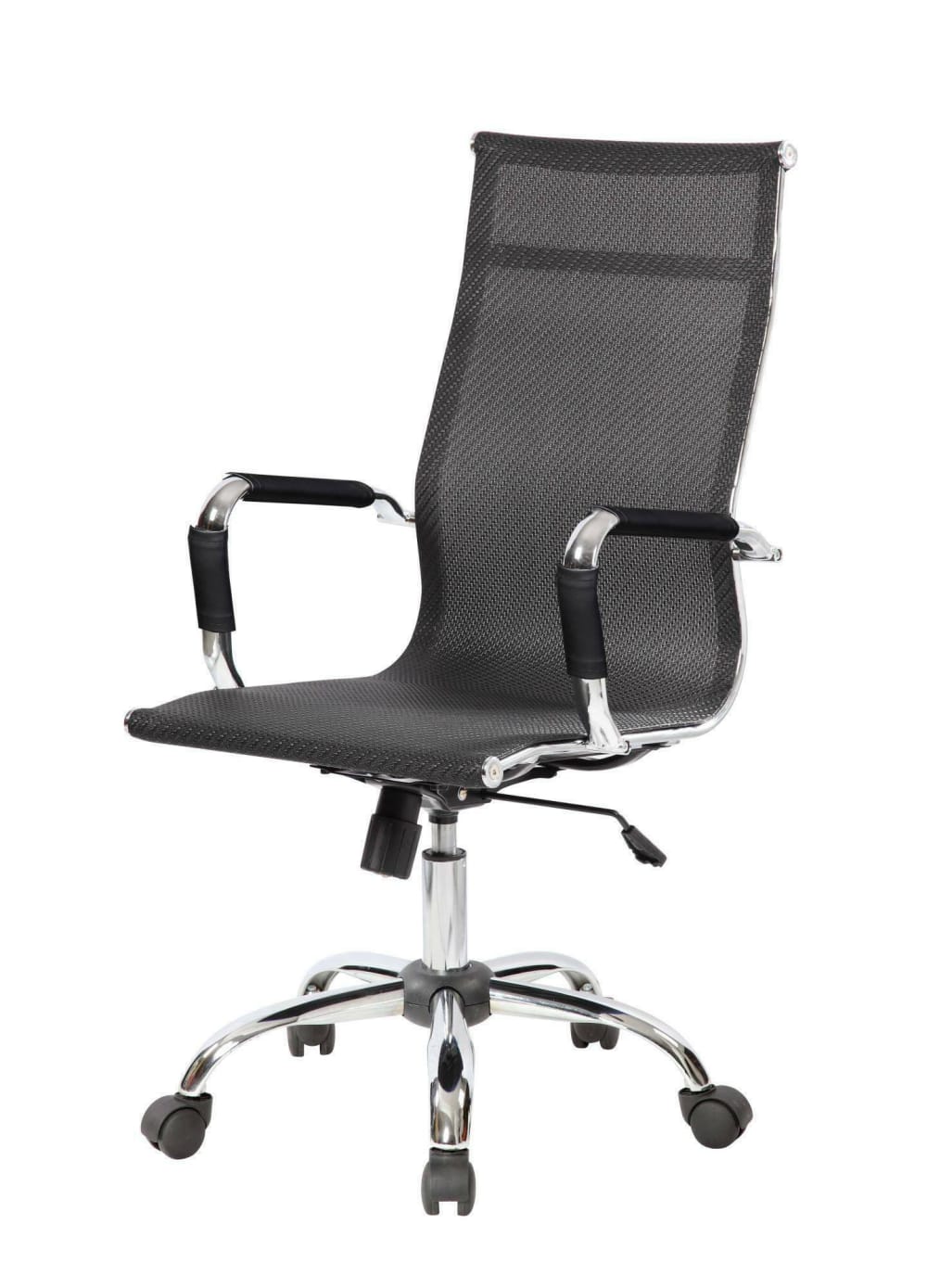 Stuhl mit Rollen aus schwarzem Stoff 54x116x63cm Metall Schwarz Dmora Möbel Büromöbel Bürostühle