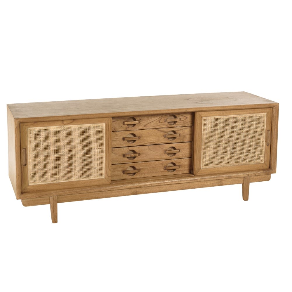 Wohnli Möbelsuche - TV-Möbel aus Mindi-Holz und Naturrattan