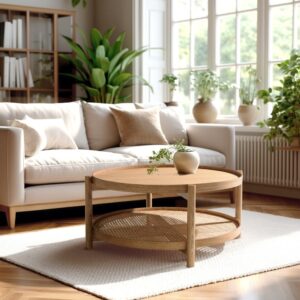 wohnli-moebel-suche-M25187363-1 Couchtisch aus Mindi-Holz mit Ablage 81x41x81cm Holz Braun MACABANE Möbel Wohnzimmermöbel Couchtische