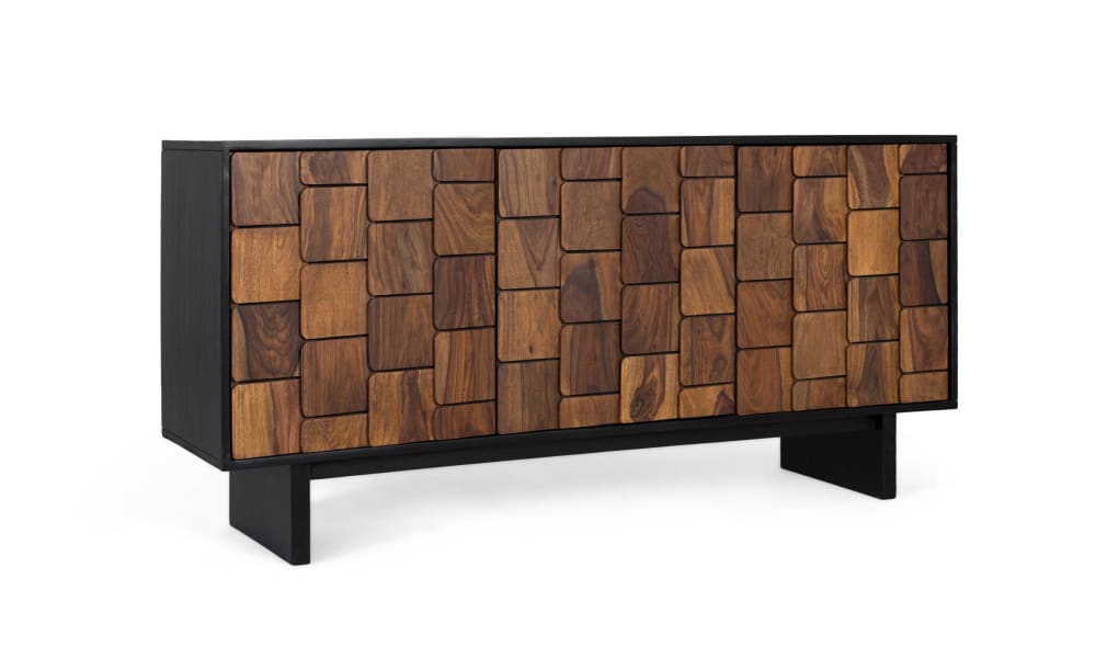 Sideboard aus Mangoholz mit drei Türen 160 cm 160x75x40cm Holz Braun GINER Y COLOMER Möbel Esszimmermöbel Sideboards, Highboards & niedrige Anrichten