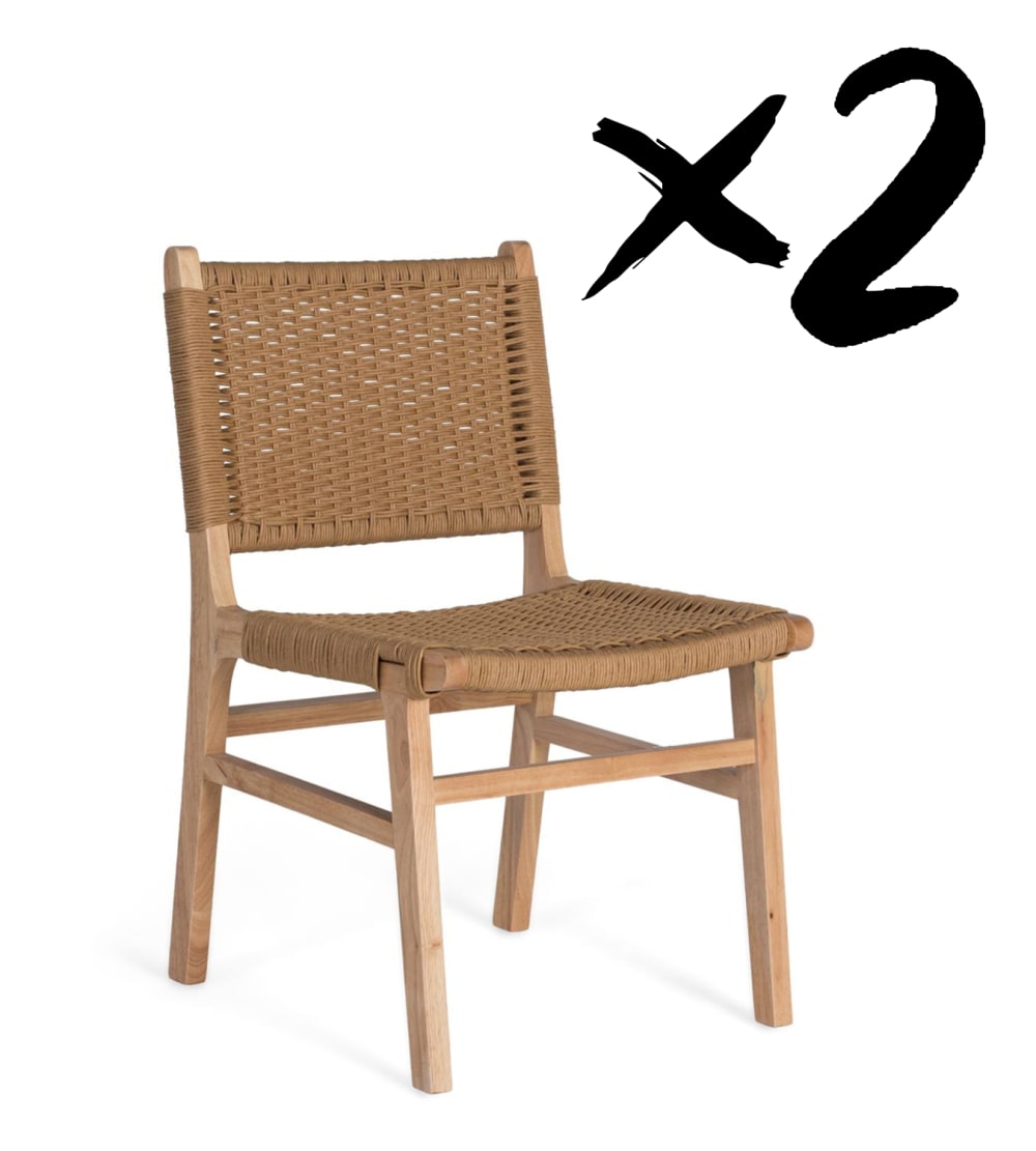 wohnli-moebel-suche-M25187557 Wohnli Möbelsuche - Set aus 2 Stühlen aus Gummibaumholz mit natürlicher Oberfläche