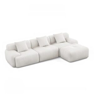 Wohnli Möbelsuche - 5-6-Sitzer-Ecksofa mit modularer Chaiselongue aus beigem Cord