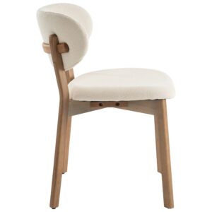 Set aus 2 Stühlen aus hellem Holz und beigem Schlingenstoff 60x82x51cm Stoff Beige Happy Garden Möbel Esszimmermöbel Stühle