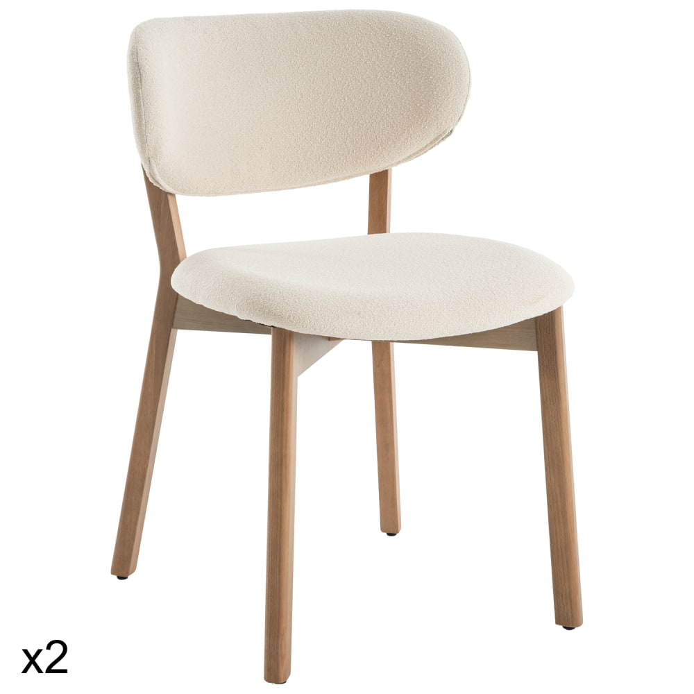 wohnli-moebel-suche-M25189286 Wohnli Möbelsuche - Set aus 2 Stühlen aus hellem Holz und beigem Schlingenstoff