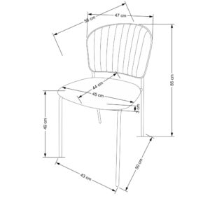 wohnli-moebel-suche-M25192047-1 Stahlstuhl 47 x 49 cm 56x85x47cm Samt Schwarz That's Casa Möbel Esszimmermöbel Stühle